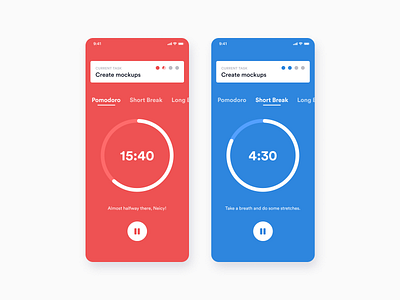 Daily UI #014: Countdown Timer dailyui dailyui014 flat mobile pomodoro timer