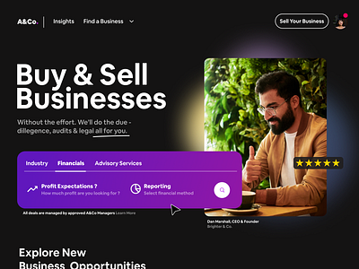 Buy & Sell Businesses app buy business design design strategy fintech fintech website gogroconsult landing page strategy strategy consulting trust typography ui ux webdesign website website design