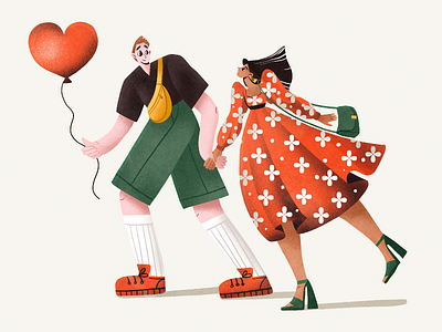 Love Moments 2d art couple design design studio digital art digital artist digital illustration graphic design heart illustration illustration art illustrator love people people illustration procreate romance romantic walk