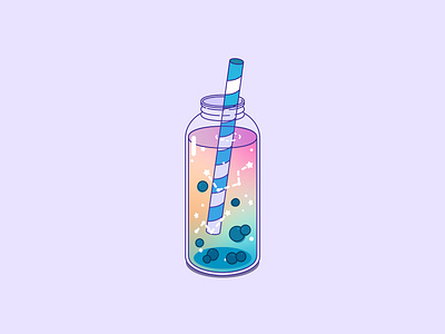 Rainbow Boba Tea adobe illustrator bottle graphic design illustration vector