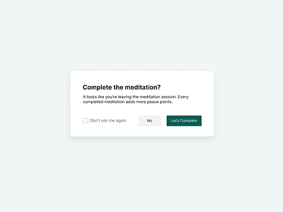 Confirmation Dialog Box UI Design 054 alert clean clean ui confirm confirm reservation confirmation dialog dailyui054 dialog box meditation meditation app mindfulness minimal modal order confirmation reservation success ui yoga zen