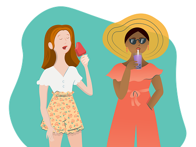 Heat Waves 2 adobe art bubble tea girls ice cream illustration illustrator summer teens trendy vector vibing