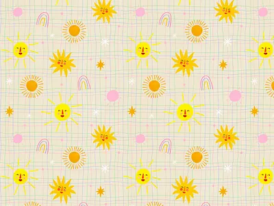 Sunshine pattern 🌞🌈 illustration illustration art illustrator kids illustration motif pattern pattern designer surface pattern