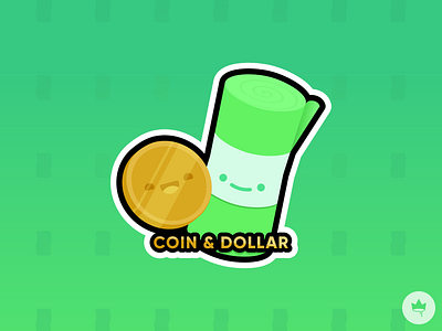 Coin & Dollar coin design dollar flat friends gold green icon illustration sticker vector