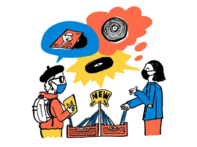 Record Store Day – The Skinny: June 2021 cartoon drawing editorial editorial illustration illustration magazine records spot illustration vinyl
