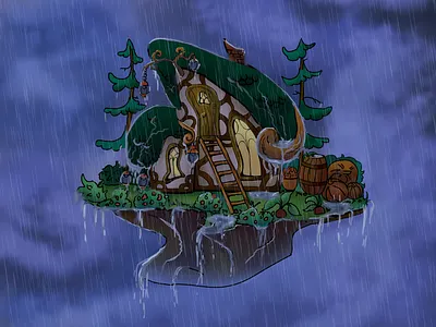 Witch's house art artwork graphic design house illustration rain