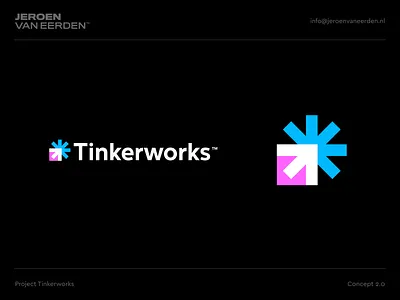 Tinkerworks - Logo Proposal Round 2 arrow asterisk branding canvas create creation creative idea logo logo design monogram spark star tinker visual identity design works