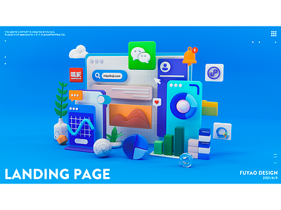 landing page 3d art c4d illustration