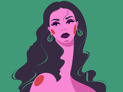 Hush beauty girl green illustration purple vector woman