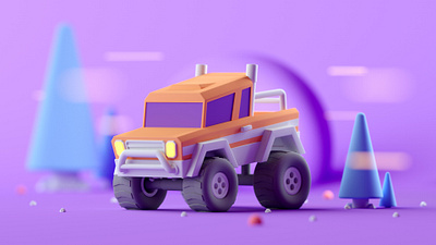 Pickup Truck 3d c4d cinema 4d illustration isometric lowpoly