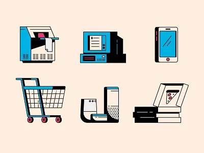 Ecommerce alexa ecommerce google home icon icons illustrator phone pizza pizza box retro shopping shopping cart smart speaker speaker