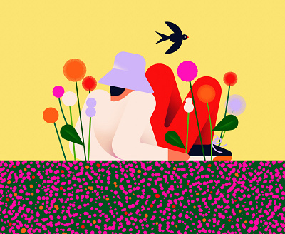 Flourishing bird blossoms buckethat chill chilling colorful field flowers green hat leaves meadow nature petals spring springtime swallow texture