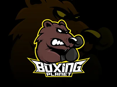 Boxing planet mascot logo animal logo bear bear logo boxer boxing branding design fight logo fighting logo logo logo design mascot mascot logo sport sport logo vector