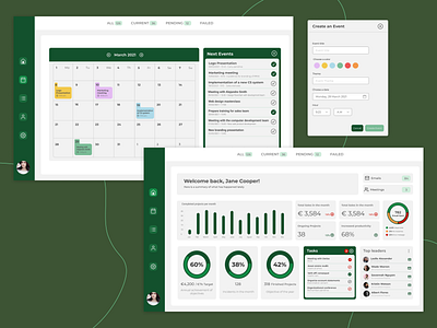 CRM App - Practice app branding calendar cards crm events figma finance inspiration modal progressbar startup statistics uidesign ux uxdesign uxui webdesign