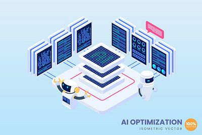 Ai Optimization Concept Illustration 3d 3d animation 3d art 3d character 3d illustration animation app banner branding concept design development graphic design illustration isometric landing page logo motion graphics page ui