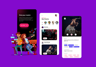 Social Dating Mobile UI Concept branding dating datingapp datingmobileapp design graphic design illustration mobileapp social socialapp socialdating topshot typography ui uiux uiuxdesign uiuxdesigner vector