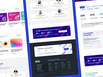 EDU - online courses platform articles call to action classes courses cta e learning edu education events header hero lettermark logo logotype newsletter online skills testimonials uidesign uxdesign