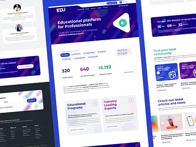 EDU - online courses platform article call to action classes courses cta e learning edu education event header hero lettermark logo logotype newsletter online skills testimonials uidesign uxdesign