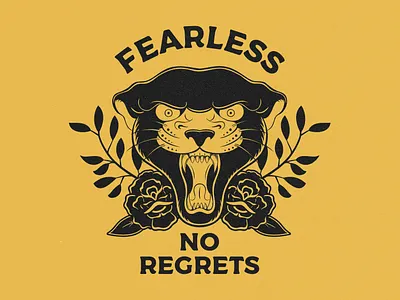 Fearless - No Regrets art design digital digital art digital illustration illustration logo no regrets old school old school tattoo panther rose rose tattoo shirt design tattoo vector vector art vintage vintage desing vintage illustration
