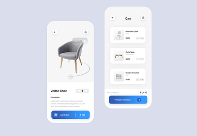 Furniture app concept 🪑 animation app appstore blue branding clean clean ui design furniture gradient graphic design illustration logo minimal simple store ui user