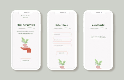 Plant Giveaway Sign Up Screen app design flat illustration illustrator minimal typography ui vector