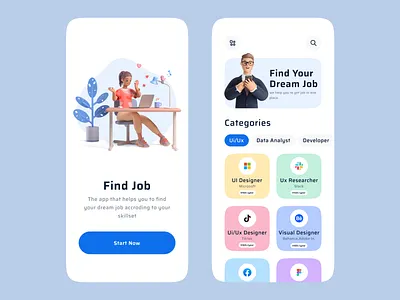Job Search Platform Mobile App app app design candidate career design emploee employment graphic design hiring job job application job listing mobile app mobile ui product design ui ux vacancies vacancy