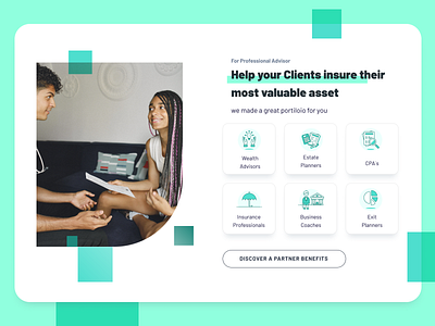 Landing Page - Section insurance dailyinspiration design inspiration insurance landingpage landingpage inspiration lightgreen ui inspire uiux web webdesign website