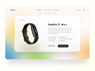 FitBit Product Card Concept blur bright card colourful e commerce fitbit fitness product