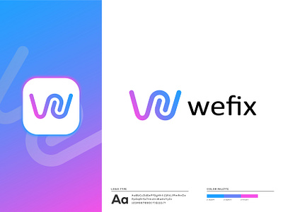 Wefix Branding Logo Design app branding branding identity graphic design icon icon design identity illustration letter logo lettermark logo mark mobile app modern ui unused w letter website