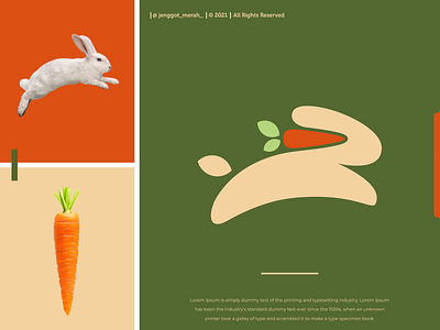 Rabbit Carrot Logo Design bunny carrot cute design dual meaning farm food graphic icon illustration jenggot merah logo nature negative space orange rabbit symbol template vector vegetable