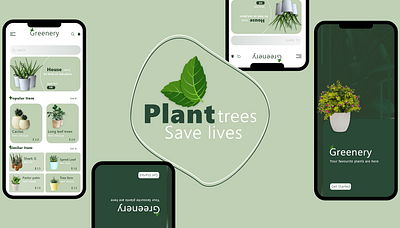 Plant trees and Save lifes- Greenery app design icon typography ui