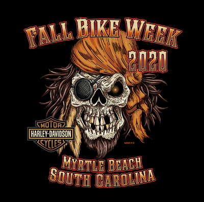 Fall Bike Week design for Myrtle Beach, Harley Davidson branding design icon illustration logo typography vector