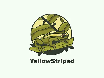 yellow striped frog animals animation branding design flat frog illustration logo typography ui ux vector