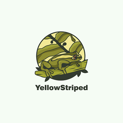 yellow striped frog animals animation branding design flat frog illustration logo typography ui ux vector