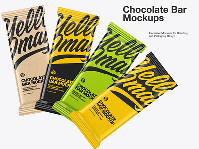 Chocolate Bar Mockups 3d buy candy pack chocolate chocolate bar chocolate pack download free logo mockup mockup tools package psd yellow images