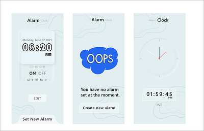 Alarm app UI app design illustration logo minimal ui web xd xd design