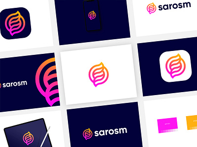 Sarosm Branding abstract art abstract logo brand identity business logo colorful logo design dribbble gradient logo illustration logo logo design logo idea modern lettering modern logo modern s logo professional logo professional s logo s letter design s letter logo s with leaf logo