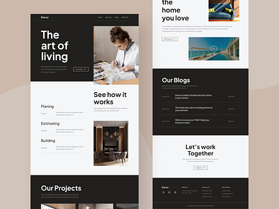 Decor - Interior Design Landing Page agency brand company figma figma design home homepage interior landing page ui design uiux ux ux des ux design web design web ui website website concept website design