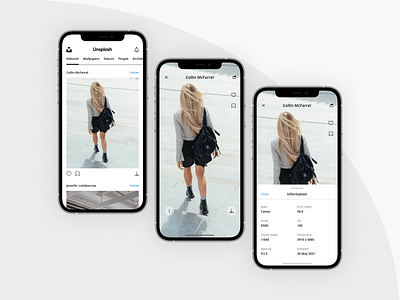 Unsplash App concept 2 accurate design app appdesign clean design ui ux