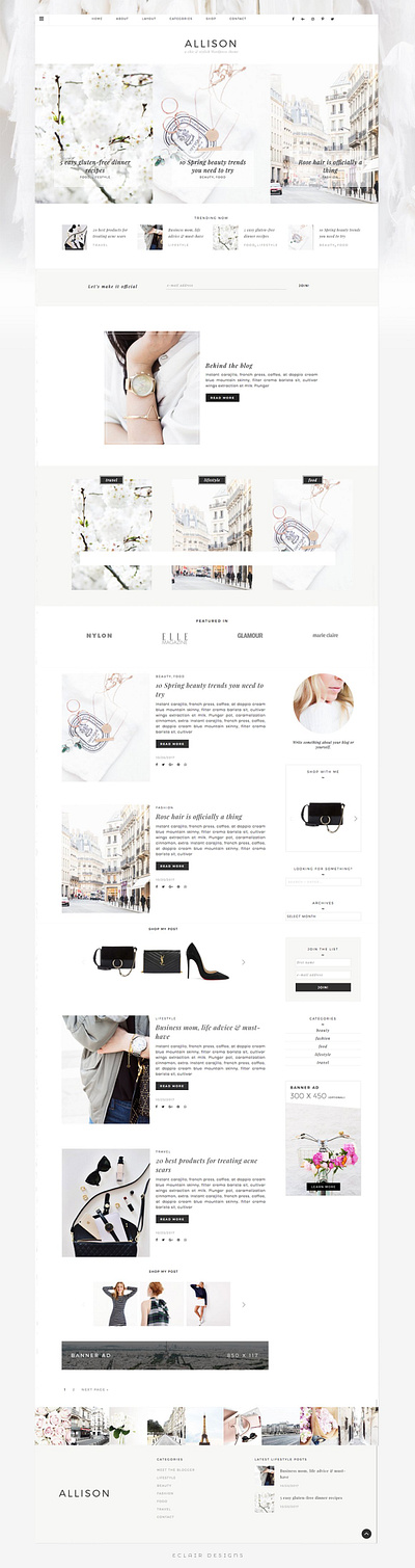 Allison - Wordpress Theme blog blogger branding graphic design web site blog web theme wordpress blog