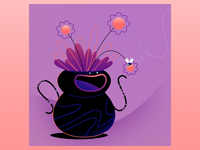 laughing vase characterdesign happy vase vectorillustration