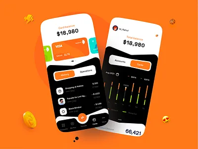 Bank Dashboard 2020 ui trends account apps bank banking app banking app ux cards charts dashboard navigation trending ui typography vector