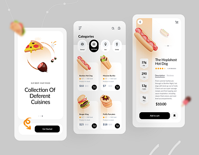 Food Delivery App app design app designer design ecommerce fast food interface minimal mobile app shop ui design