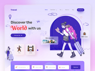 Travel Website Landing page. best web design home page design landing landing page tarvel trabel travel website trend website 2021 uiux design user experience user experience design user interface user interface design web web page web page design website website design