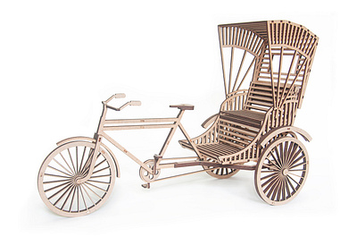 Cycle Rickshaw 3D Puzzle 3d puzzle diy kit lasercut rickshaw scale model sculpture wooden