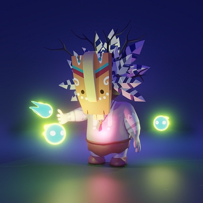 Tiki Shamon Character Design in Blender animation blender 3d character 3d character animation illustration
