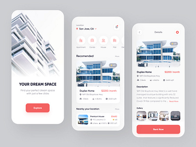 Home Rental App UI Design app app design app designer construction home rent house house rent minimal mobile real estate rent rent app rent property rental app renting ui