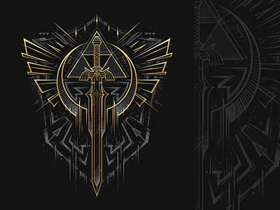 Hero Sword design gamer gaming illustration link logo shield sword t shirt tee typography vector videogame zelda