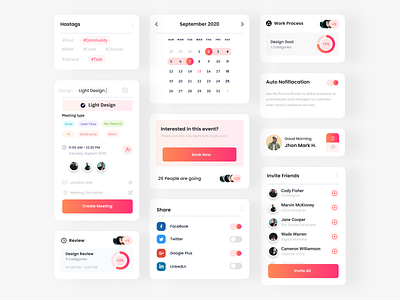 Events Components UI Cards branding cards components design events lightdesign ux