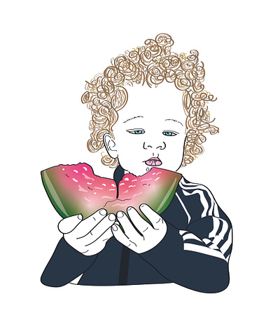 Baby Ted art baby cartoon digital drawing eating illustration illustrator summer watermelon